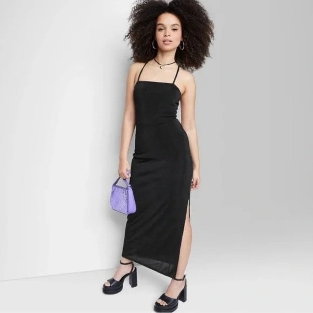 NEW Wild Fable Women’s Lace-up Black Maxi Bodycon Dress - Black - Size XL
